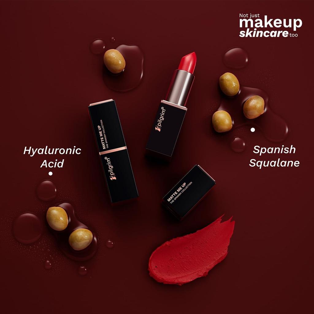 Pilgrim Matte Me Up Bullet Lipstick 4.2g SPF 30 Creamy Lightweight Bold Long-Wear Burgundy Blaze -24