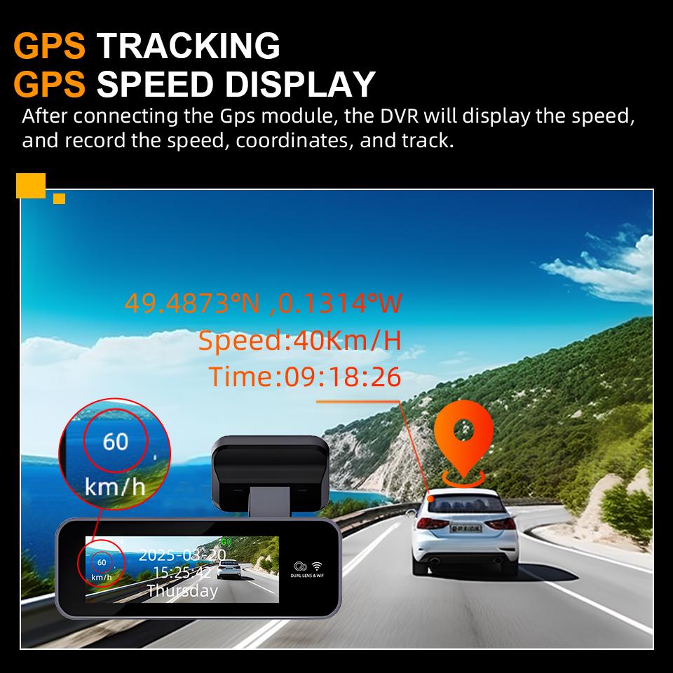 E-ACE 4K Dash Cam Support WiFi GPS Sony IMX678 Night Vision Parking Mode Loop Record 170° Wide Angle Speed Display Mini Car DVR