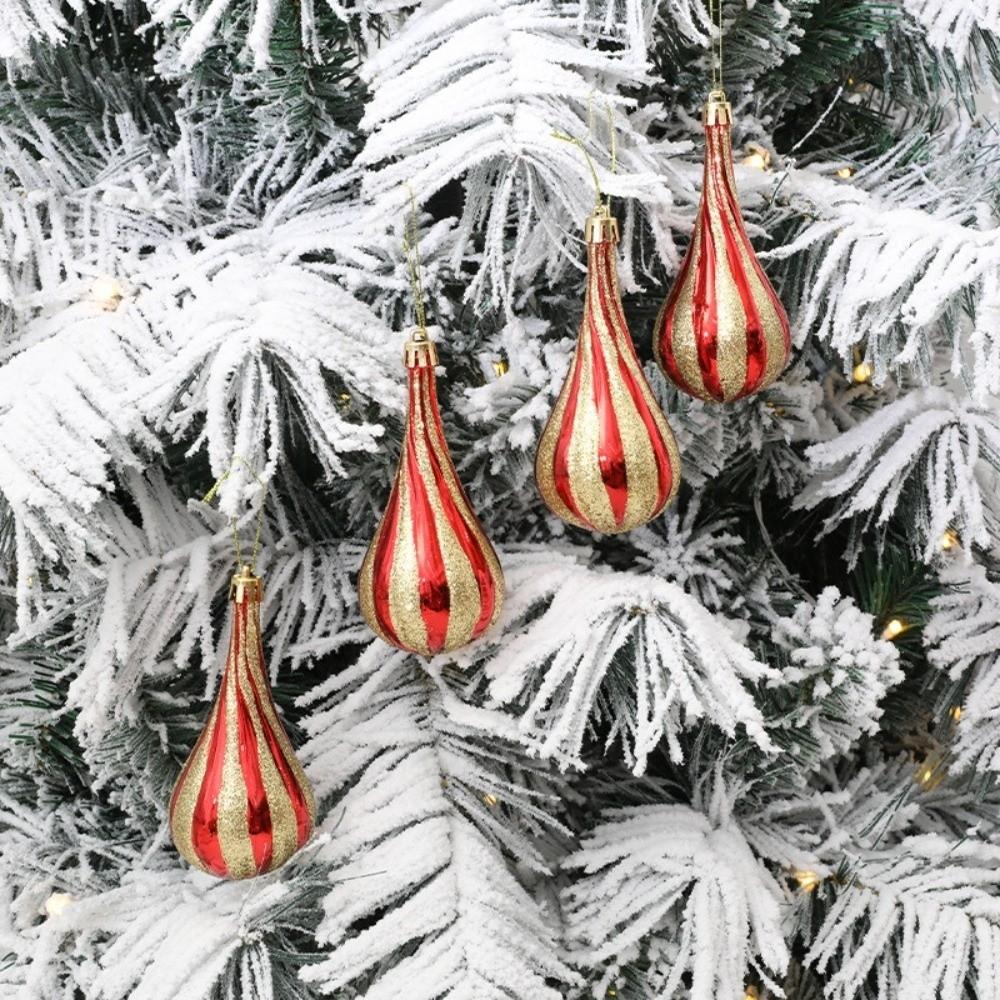 4Pcs Water Drop Ball Christmas Tree Pendants Special-shaped Xmas Tree Pendant Home Decoration