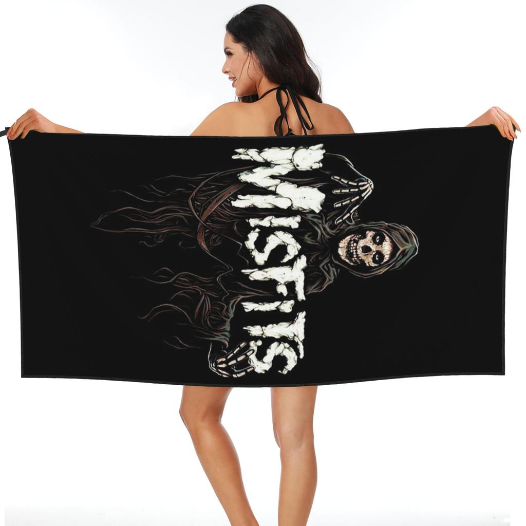 Misfits Skull Beach Towel Soft Microfiber Quick Dry Absorbent Quick Towels For Swimming