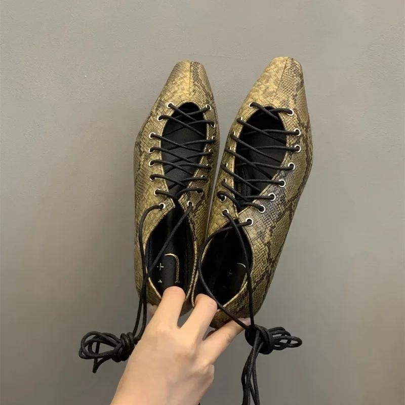 Fashion Fashionable Casual French Style Women's Shoes 2025 New Versatile Shallow British Wind Vintage Small Leather Shoes Cross Strap