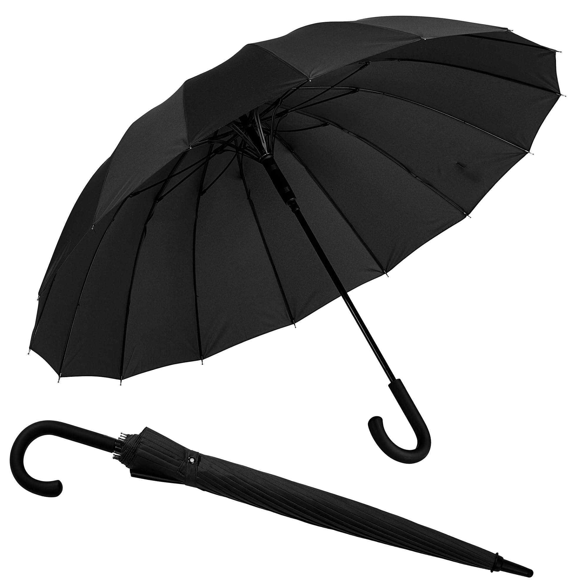 

SUKIO Long The Perfect Adult Solid Opening Jump Super Teflon Suitable for Rain or Includes Umbrella Pouch Umbrella, 16-Rib Fiberglass, 65cm, Umbrella,