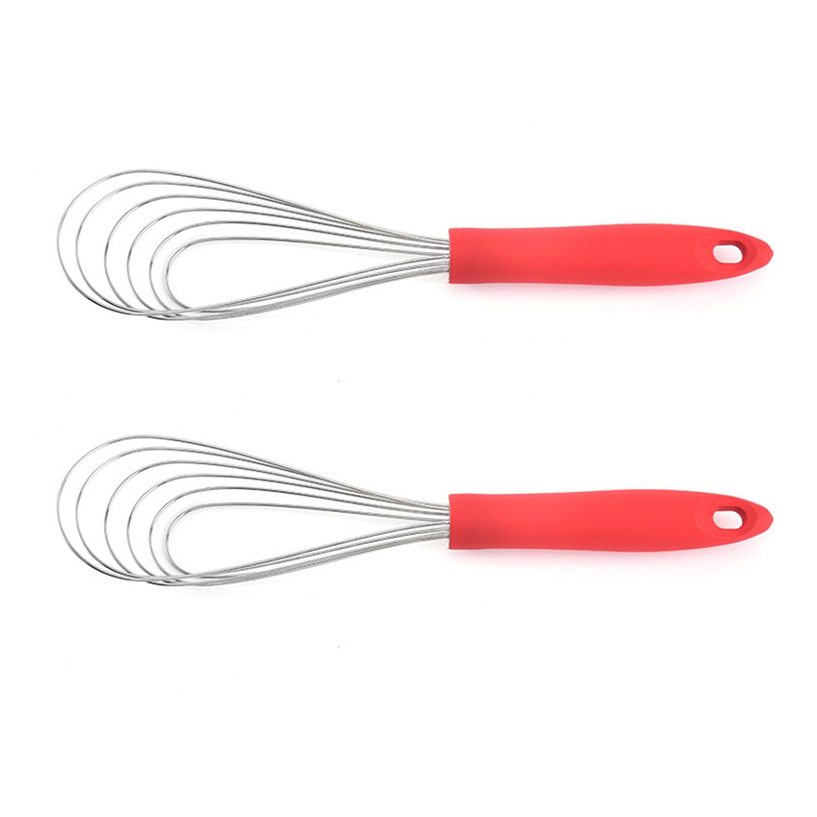 

Professional Eggs Beater with Comfortable Handle Stainless Steel Cream Whipper Practical Stirring Whisk for Easy Use червоний