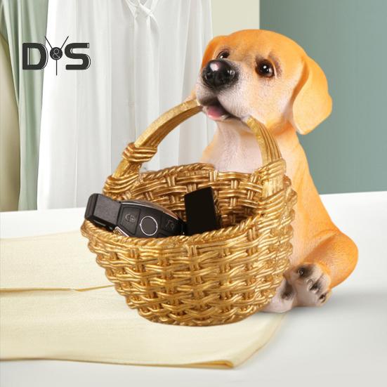 Yavru Köpek Anahtar Tepsisi Reçine Mini Saklama Sepeti Köpek Süsleme Saklama Kabı Giriş Masası Ev Ofis Dekoru için Anahtar Tutucu