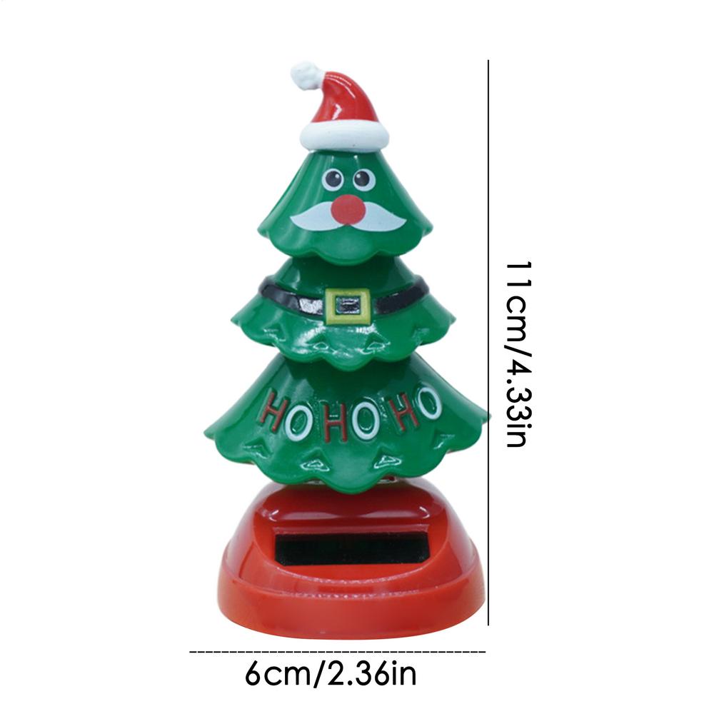 Christmas Tree Solar Powered Dancing Toy Automatic Swinging Christmas Tree Car Interior Dashboard Shake Head Decoration Ornament