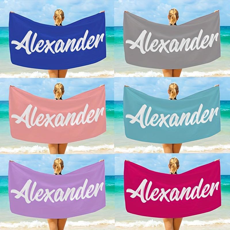 Personalized Beach Towel Custom Name/Logo Words Microfiber Towel Thin Quick Dry Absorbent for Beach Swimming Yoga Bath Sports