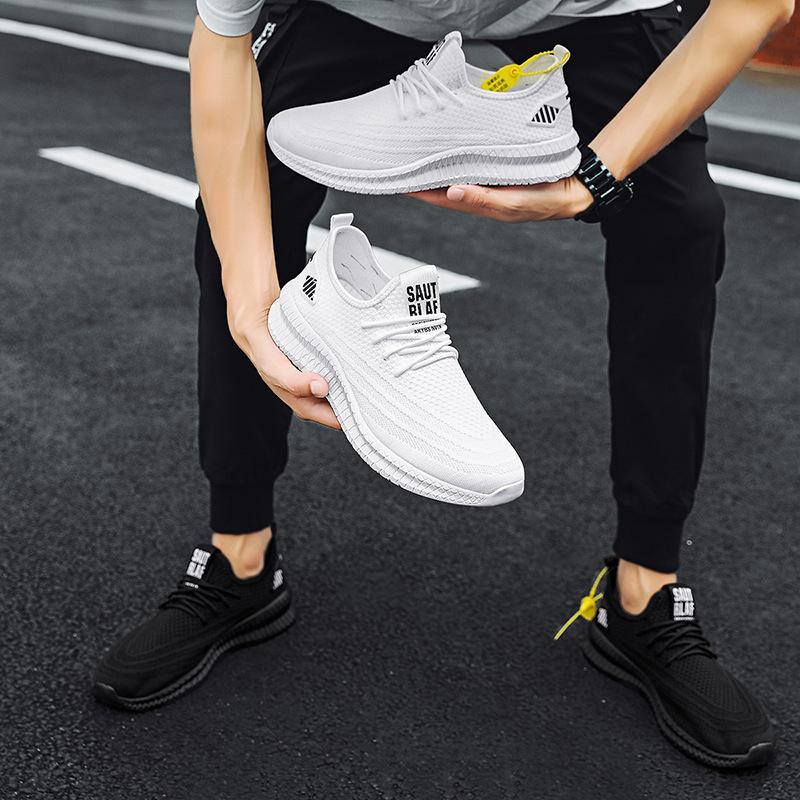 Men's shoes fly-woven mesh casual sports little white shoes 20252025 foreign trade lightweight trendy shoes men's