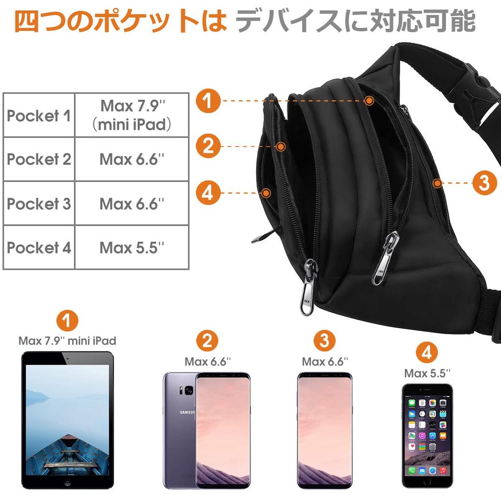 HOUSMART Waist Pouch for Men and Running Pouch with YKK Large Fits Digital iPad Mini iPhone 7 and Water Perfect for and 4 Lightweight Women, Zipper,