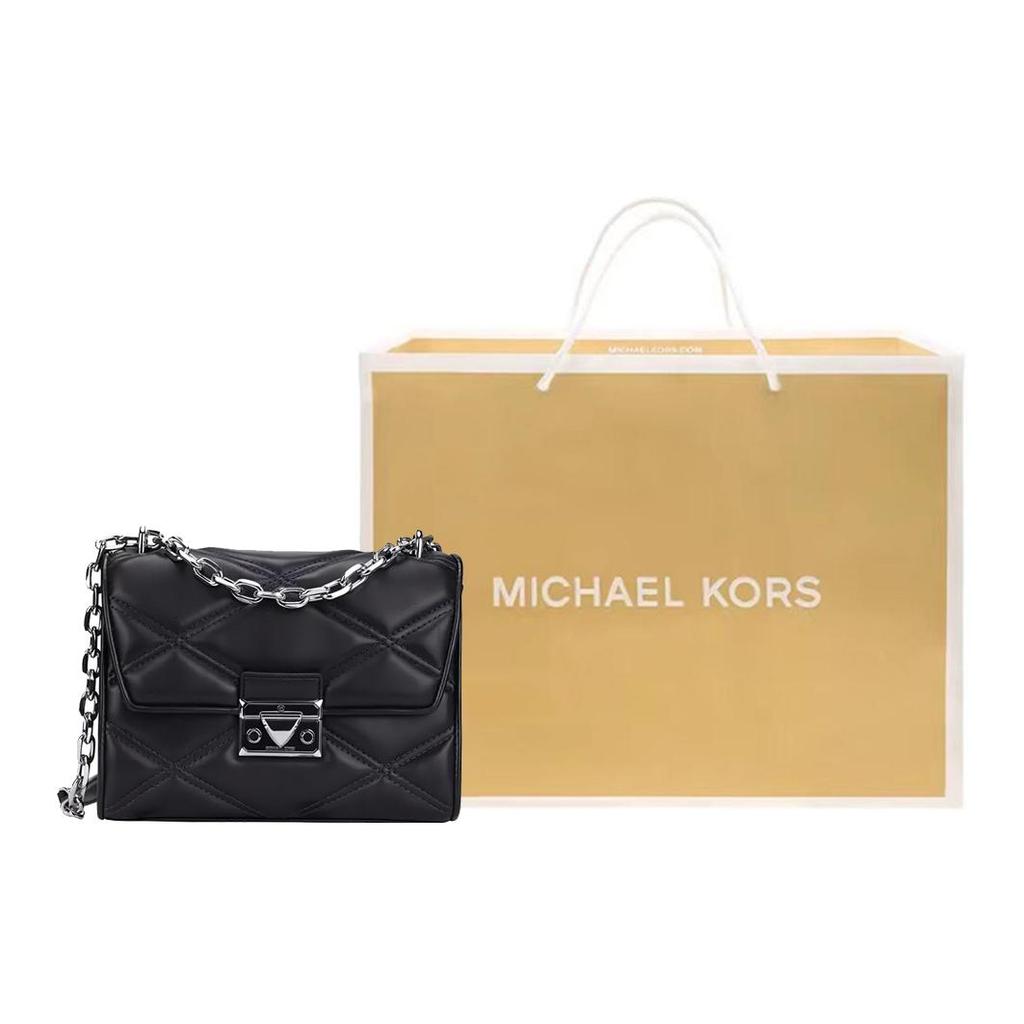 New MICHAEL KORS Cow Leather Chain Bag, Crossbody Handbag, Shoulder Bag Regular Women's Black 35S2SNRL2U-BLACK