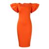 D3282 Women's Square Collar Ruffle Sleeve Commuter Party Dress
