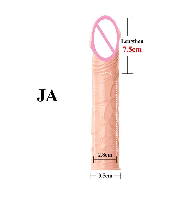 Realistische Penisverlängerung, 7,5 cm, Penishülle, wiederverwendbare Silikon-Kondome zur Penisverzögerungsvergrößerung