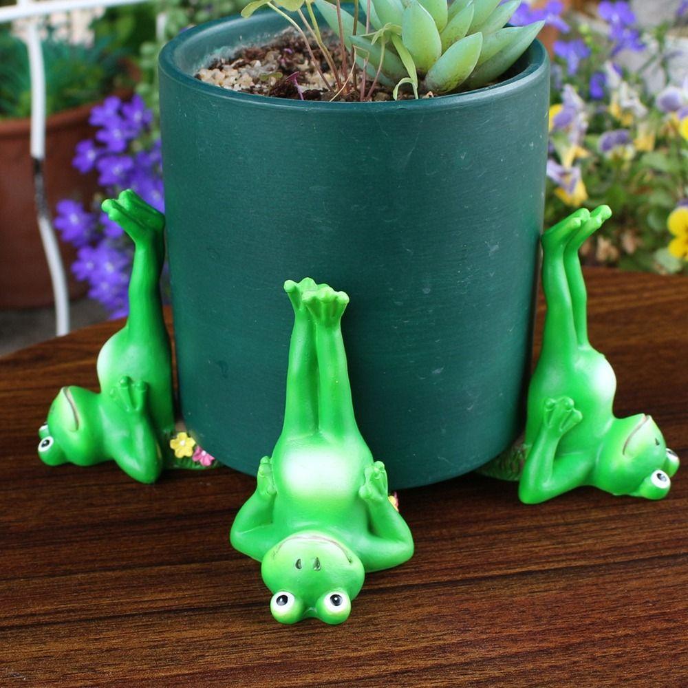 

3Pcs Miniature Handstand Frog Planter Pot Feet Resin Inverted Animal Ornaments Planter Decorations 3Pcs