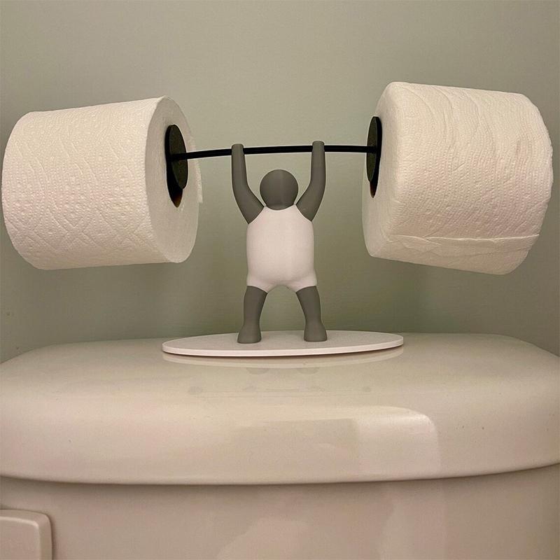 Divertente Portarotolo da Toilette Sollevatore di Pesi,Unico Portarotolo Stampato in 3D - Sollevatore di Pesi che Solleva un Bilanciere, Decorazione per il Bagno