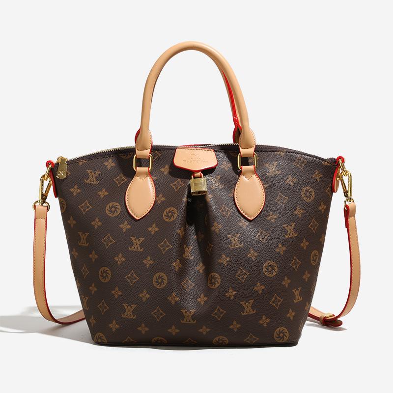 New Fashion Pleated Crossbody Bag for Women Luxury Versatile Casual Shoulder Bag Vintage Floral Print Tote Bucket Handbag