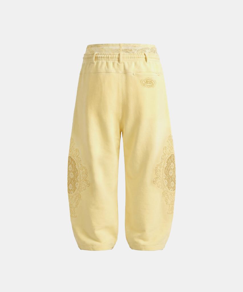 BADBLOOD H.B.B. Royal Lace Rhinestone Lightweight Jogger Pants - Yellow