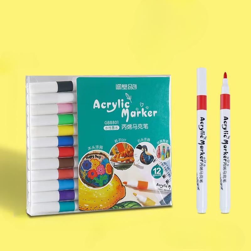 

Набор из 12-80 цветов, акриловая краска, маркер, наскальная живопись для детей, граффити, камень, керамика, стекло, дерево, товары для творчества 12 Colors