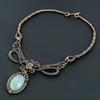 Aquamarine Handmade Gemstone Necklace, 999 Copper Wire Wrapped Necklace Antique Jewelry, For Engagement Gift