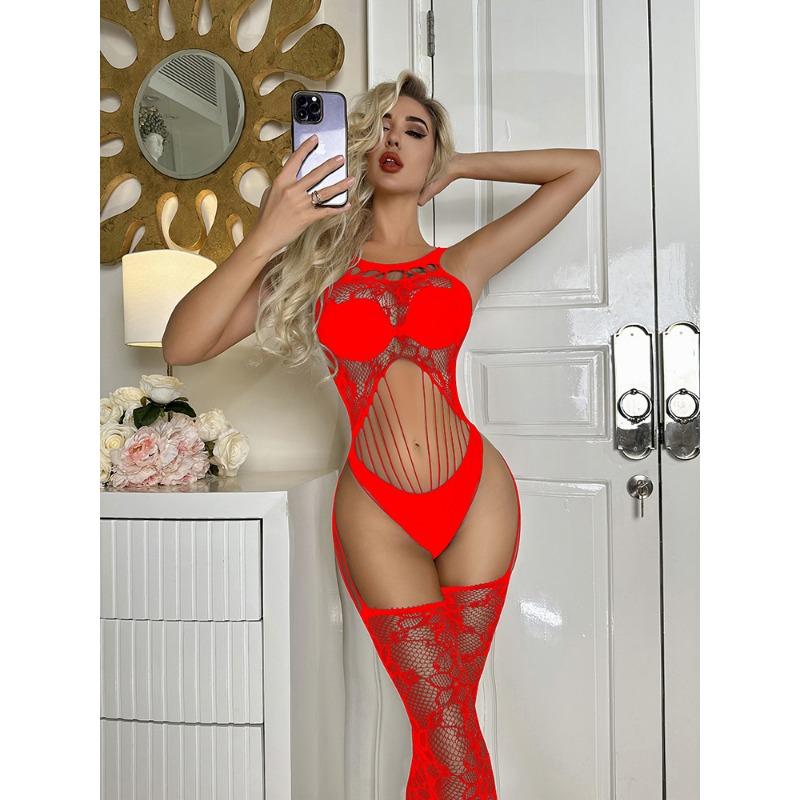 Sex underwear black sexy suspender backless hollow open net clothes one-piece jacquard