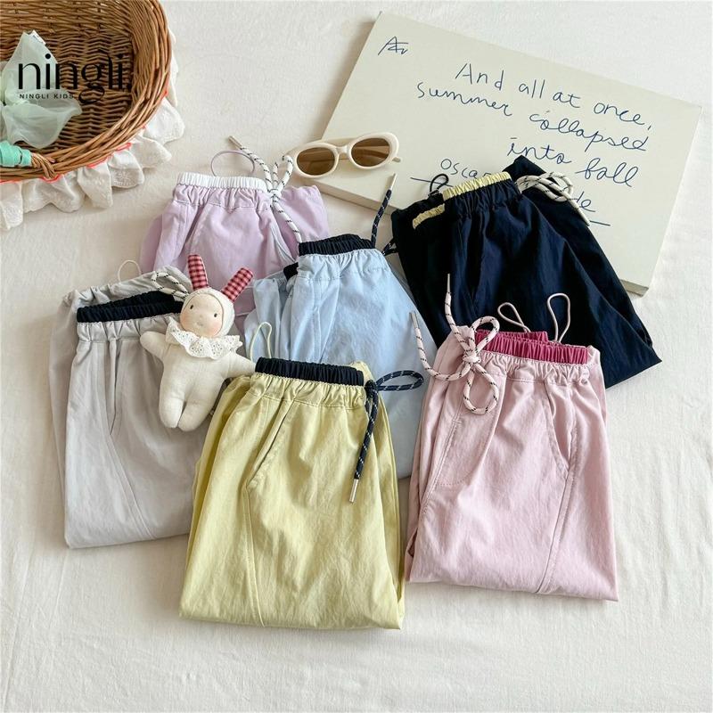 Frühlings-Mädchen Freizeithosen Kinder Lockere Hosen Baby-Mädchen Einfarbige Haremshosen Baumwolle Kleinkind Hosen Kinderkleidung