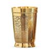 Pure Brass Glass Tumbler, for Drinking Serving Water, Yoga & Ayurveda (Pack of 4, Embossed Design)