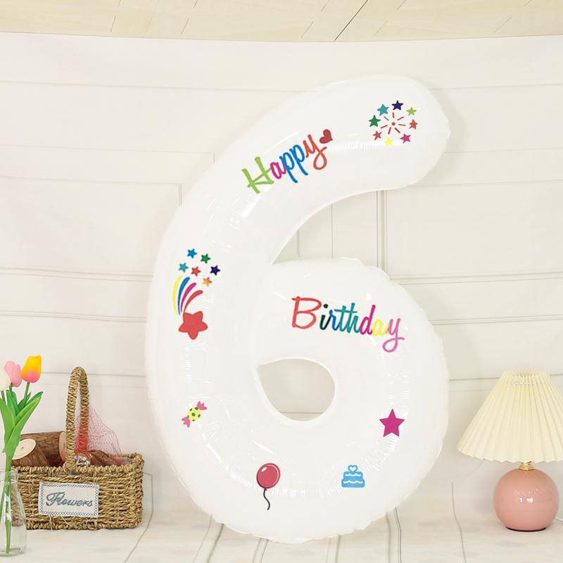 White Outdoor Baby's First Birthday Number Balloons - Children’s Photo Prop and Birthday Decoration Scene