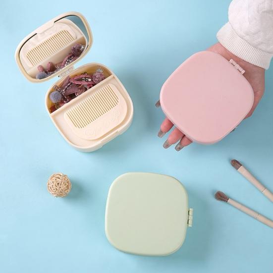 Travel Jewelry Case with Mirror And Comb Portable Compartmented Jewelry Storage Box Mini Jewelry Organizer for Women Earrings Small Accessories