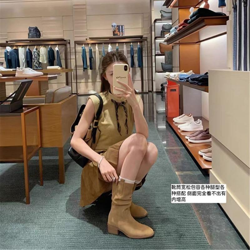 Rindleder Modell~ echtes Leder klein Innenhöhe Erhöhung cm Martin Stiefel Damen dicker Absatz dünn Western mittelhoher Schaft Kurzstiefel Stiefel zum Stapeln