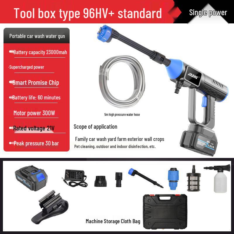 High-Pressure Wireless Portable Car Wash Gun with Lithium Battery