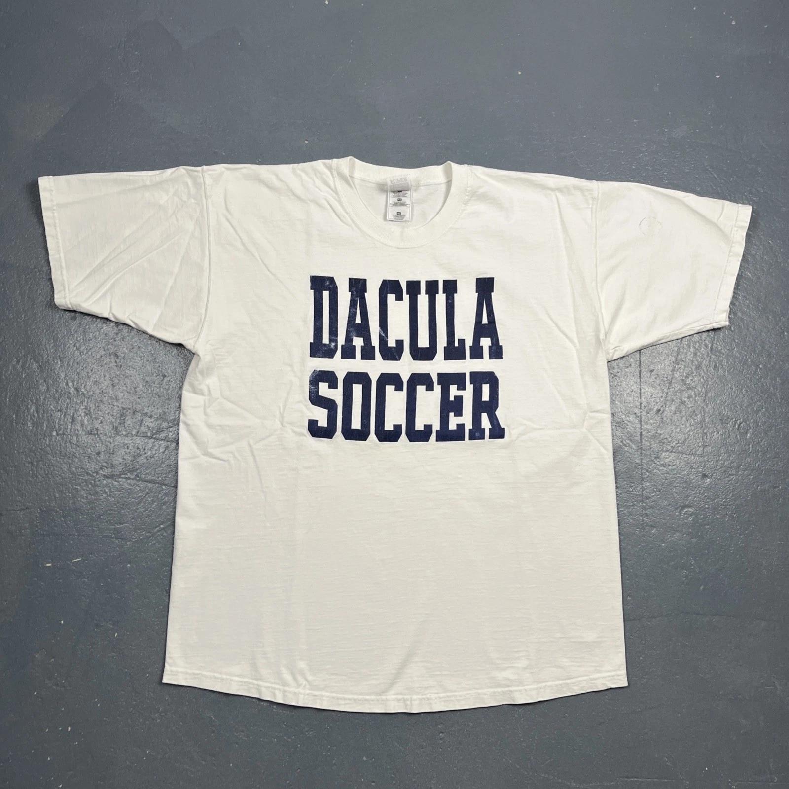 

Vintage Dacula Soccer Graphic Tshirt White XL 90s Y2K VTG Sports Casual Unisex S