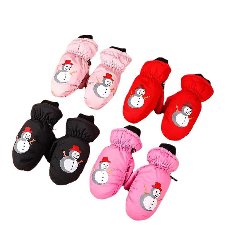 Kids' Cartoon Ski Mittens: Warm, Windproof, Waterproof, for Ages 3-10