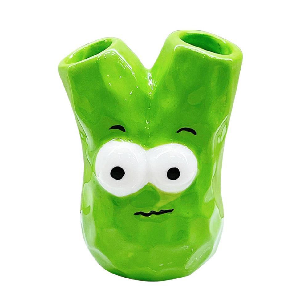 Creative Ceramic Toothbrush Holder Scallion Shape Makeup Brush Shelf  Home Decor