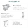 BAMOER 925 Sterling Silver Simple Star Finger Ring Cubic Zirconia for Women Eternity Band Original Design Fine Jewelry