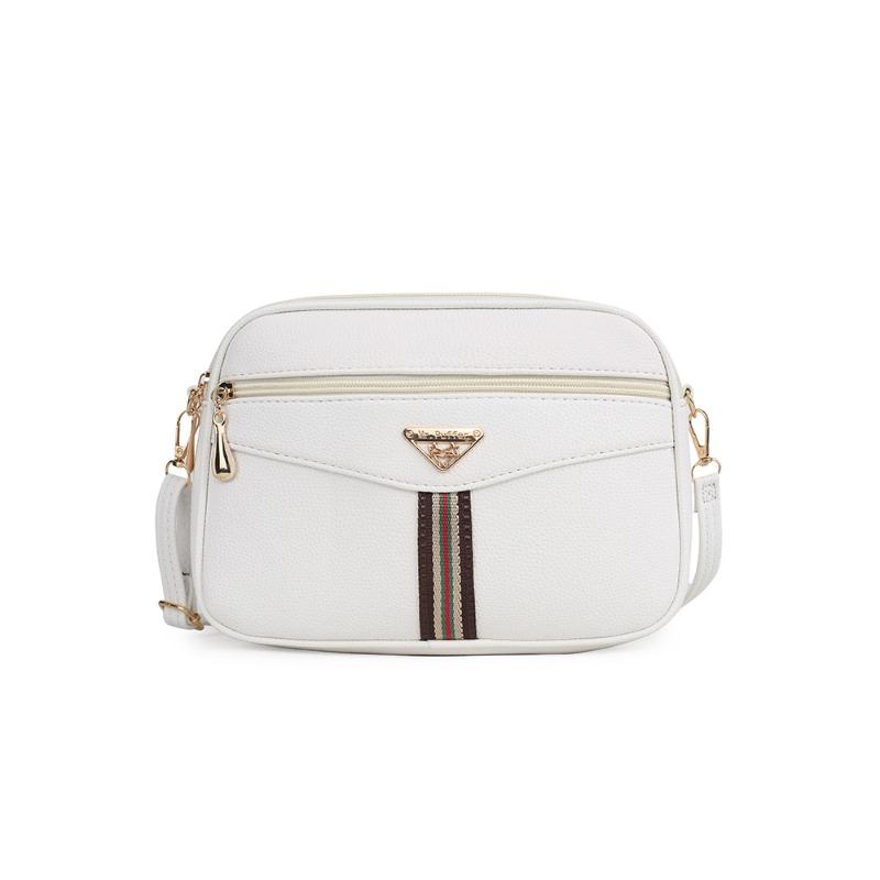 

Women s bags are now popular in solid color new bags, four-layer middle-aged large-capacity oblique shoulder bags. белый