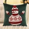 1 Pc Christmas Tree Throw Pillow Cover Velvet Embroidery Snowman Christmas Decoration Living Room