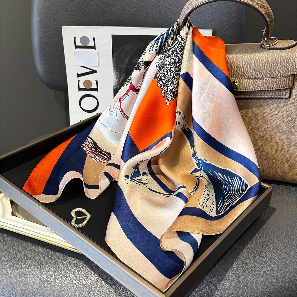 Fashion 100% Nature Real Silk Square Scarf Women Female Foualrd Neckerchief Summer Beach Scarves Shawl Bandana Hijab Pashmina