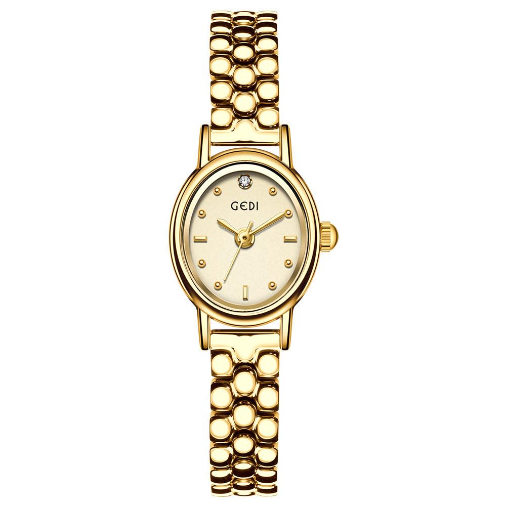 

Gedi Womens Elegant Oval Stainless Steel Watch Waterproof For Business Casual Use Glod
