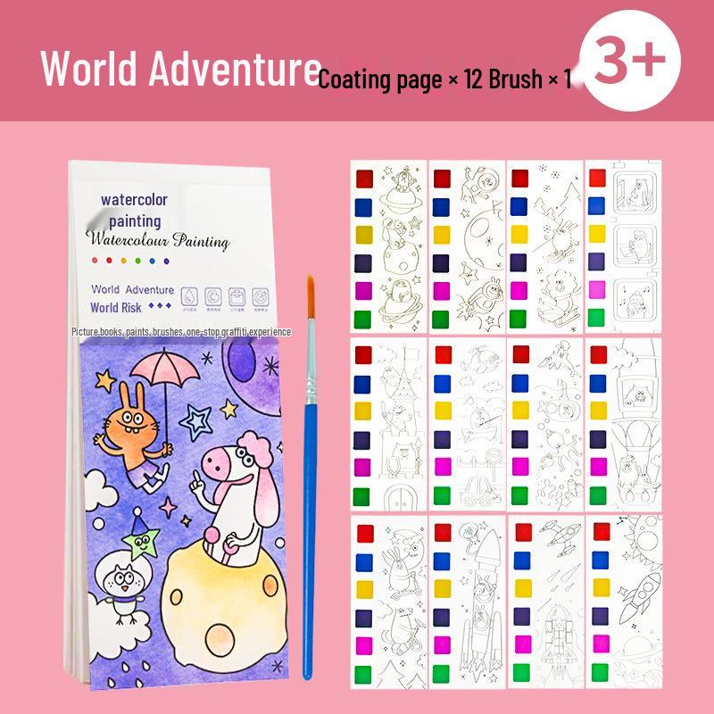 Children s Watercolor Doodling and Coloring Book