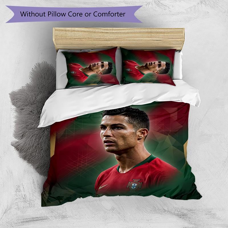 Cristiano Ronaldo Aufdruck Bettwäsche 3-teiliges Set Gemütliches Atmungsaktives Bettbezug-Set als Einweihungs-Feiertagsgeschenk
