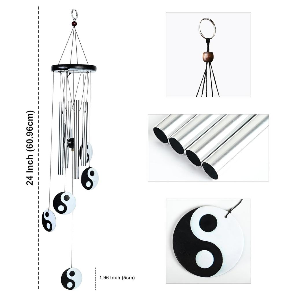 Hanging Bells for Home Decoration, Balcony, Living Room, and Bedroom | Home Décor Gift Items for Housewarming and Wall Décor (Silver, 4-Pipe)