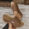 Large Size Platform Casual Slippers Women's Shoes New Wide Strip Simple and Fashionable Fish Mouth Wedge Slippers