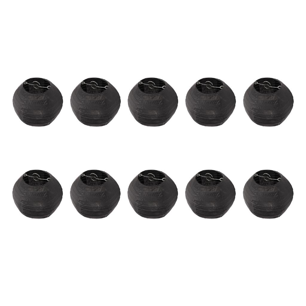 10pcs Paper Lanterns Foldable Round Decorative Small Waterproof Paper Lantern for Tent RV Courtyard Black