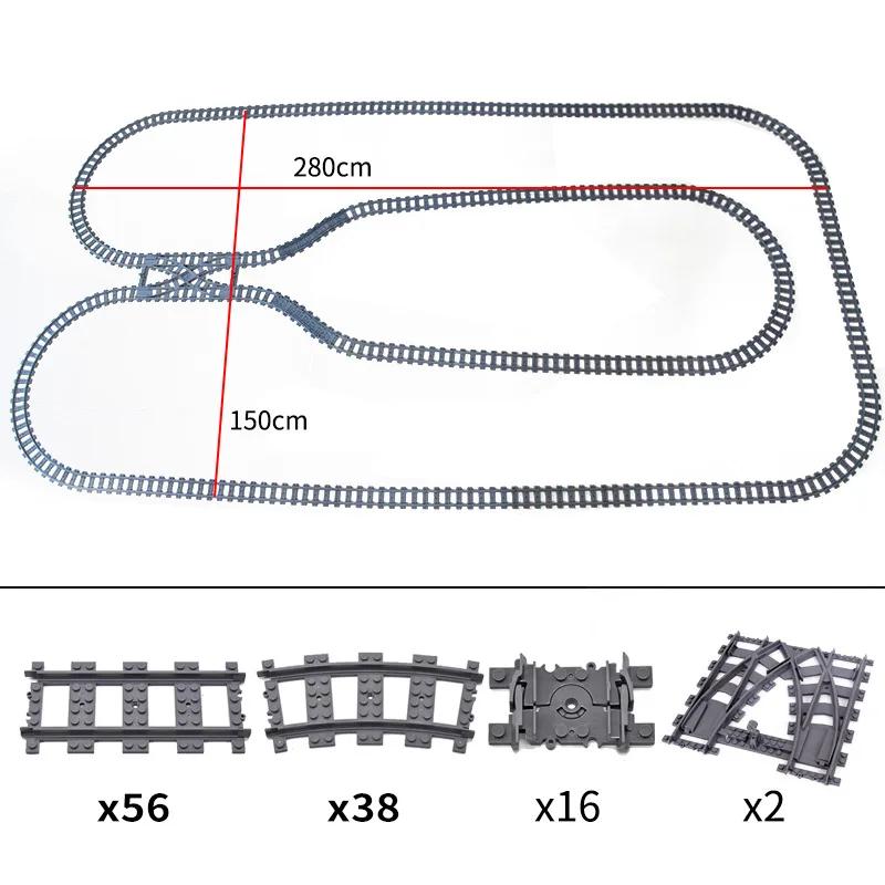 Compatible With LEGO MOC Railroad Bridge Train Track Combination Scene Building Blocks DIY Cross Track Bricks Toys Rail Car