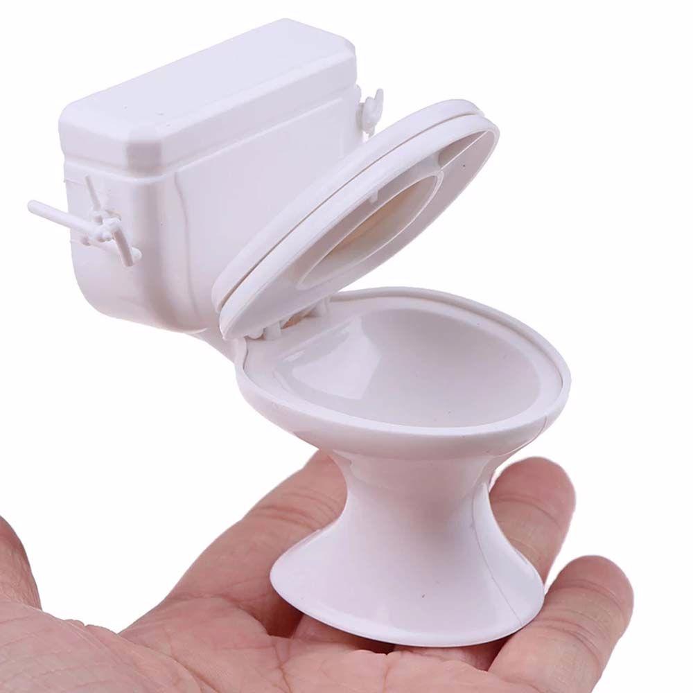 Toys House Miniature Furniture Toy Dollhouse Furniture Vintage Bathroom Modeling White Toilet