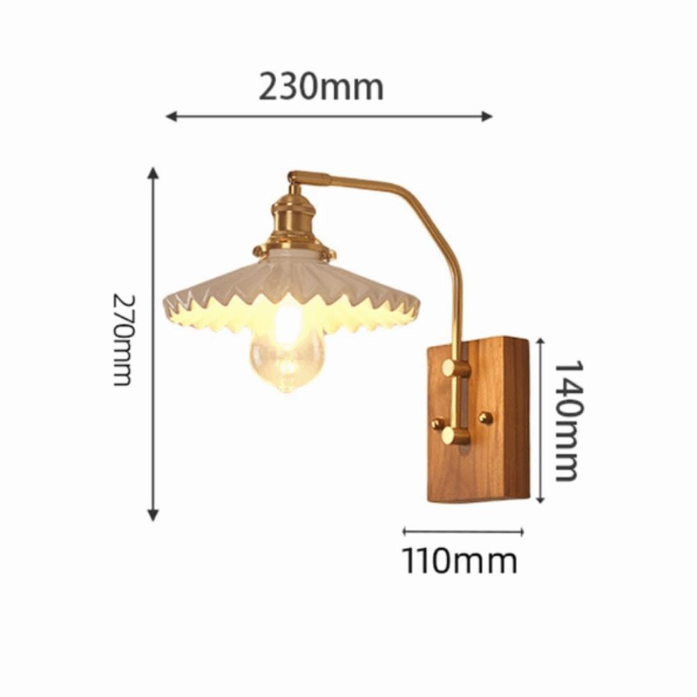 Modern Luxury Retro Wooden Wall Lamp Vintage Walnut Nordic Glass Wall Sconce Glass/Ceramic Lampshade Atmosphere Lighting
