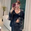 Zhao Ruth Internet Celebrity Three-piece Women's Spring Summer Ice Silk Pajamas Lace Sexy Suspenders Thin Pure Desire Trousers