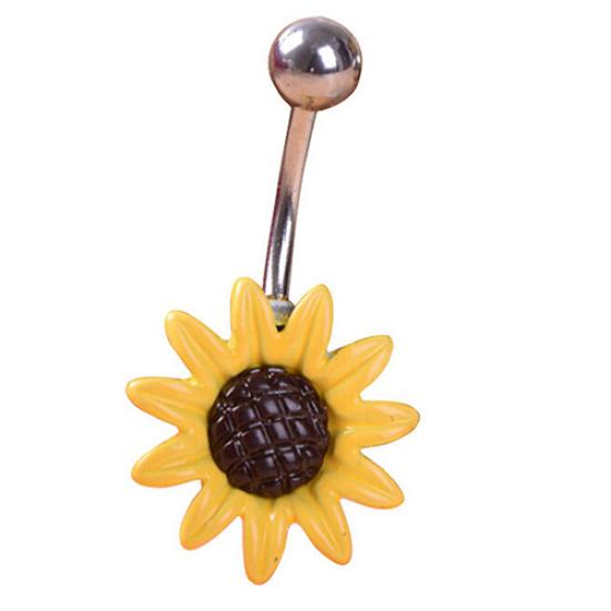 Sunflower Flower Bar Navle Barbell Ring Navle Piercing smykker