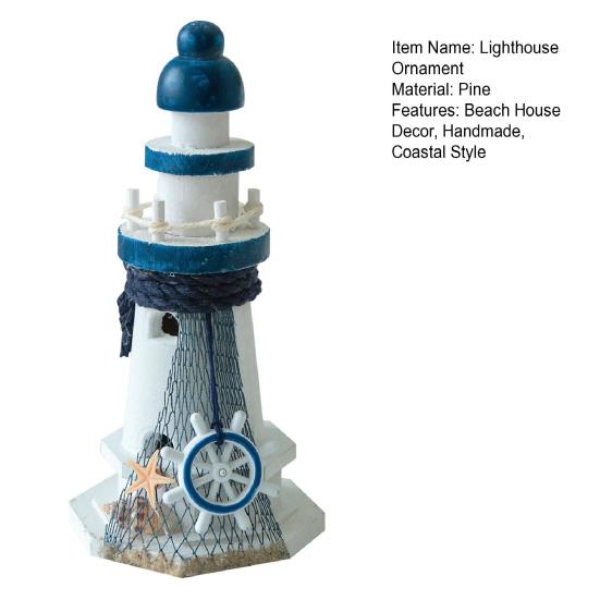 Ornement Phare Rétro Statue Phare en Bois Rustique Faite à la Main Centre de Table Côtiers pour Fête Thème Océan Décor Maison de Plage