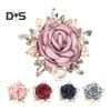 Women Brooch 3D Rose Leaf Faux Pearl Rhinestone Lapel Collar Pin Bag Scarf Hat Decoration Brooch Prom Party Jewelry