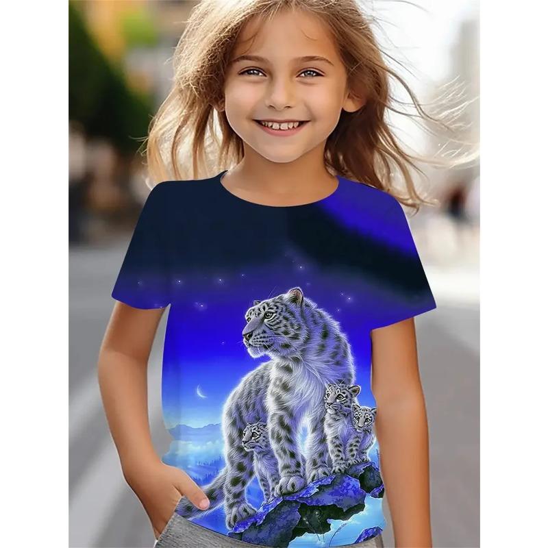 New Funny Animal 3d Print Girls' T-Shirts Party Short Sleeved Tops Tee 2025 Casual T-Shirts
