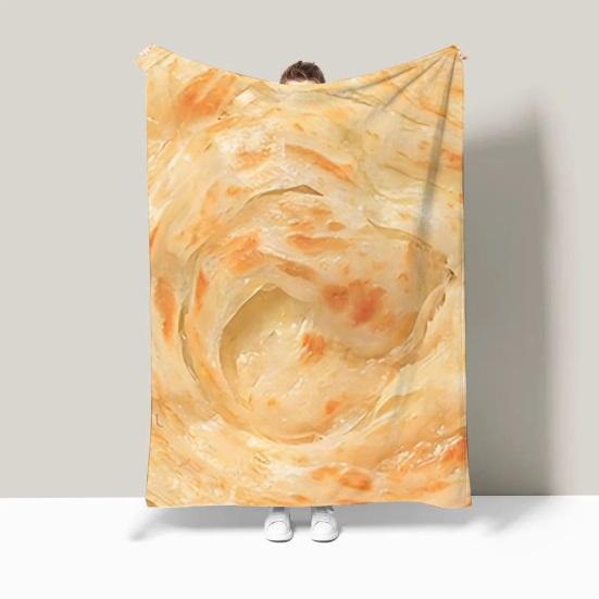 Pătură Flanelă cu Clătite Distractive, Pătură de Odihnă Creativă cu Model Realist de Clătite, Pătură Moale Confortabilă pentru Canapea, Fotoliu, Birou, Cameră de Cămine